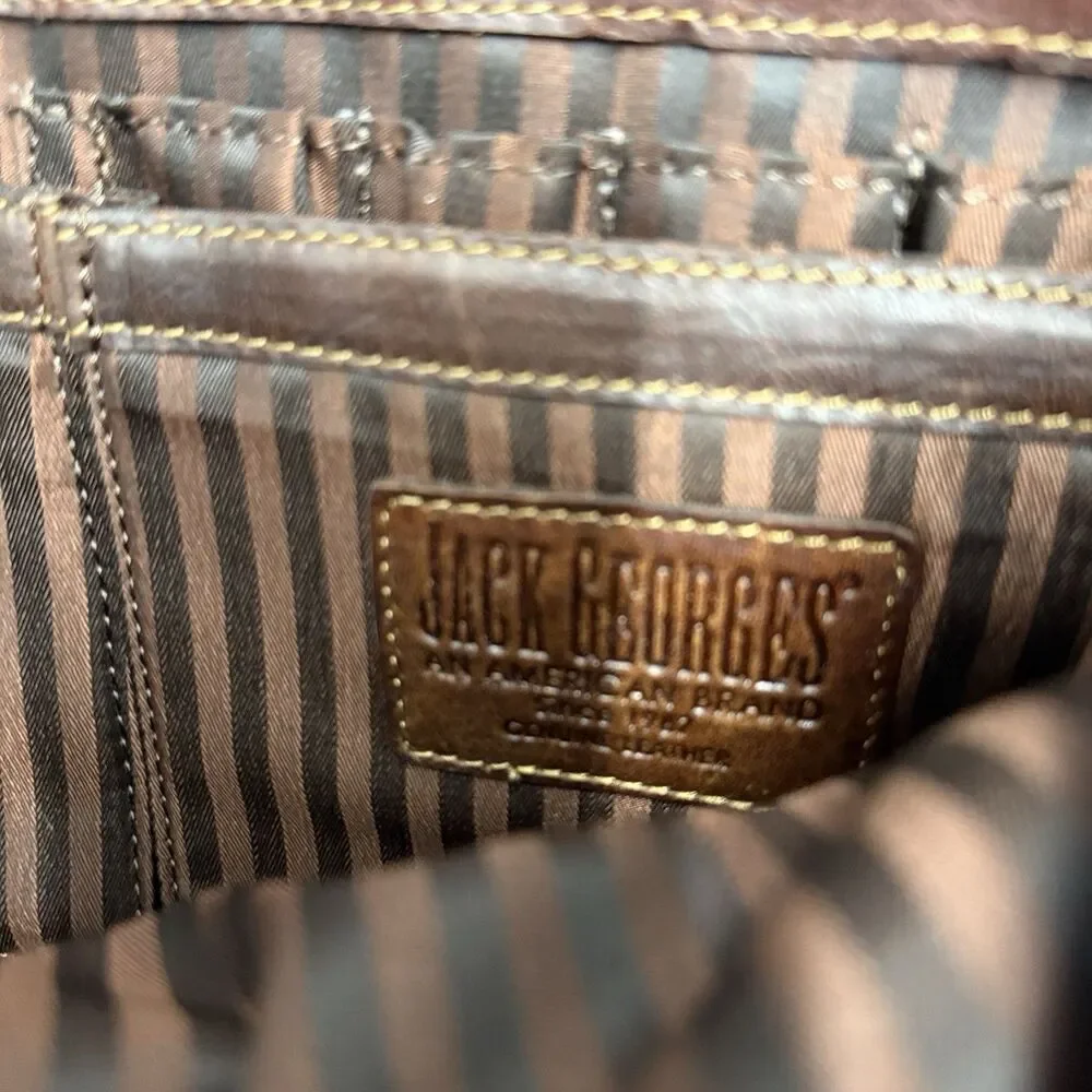 VTG Jack Georges Leather Briefcase Messenger Bag 16x13